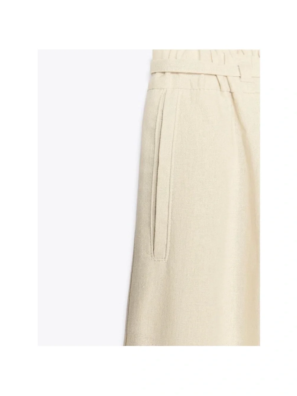 ZARA Women’s Linen Wide-Leg Drawstring Pants - Sand color